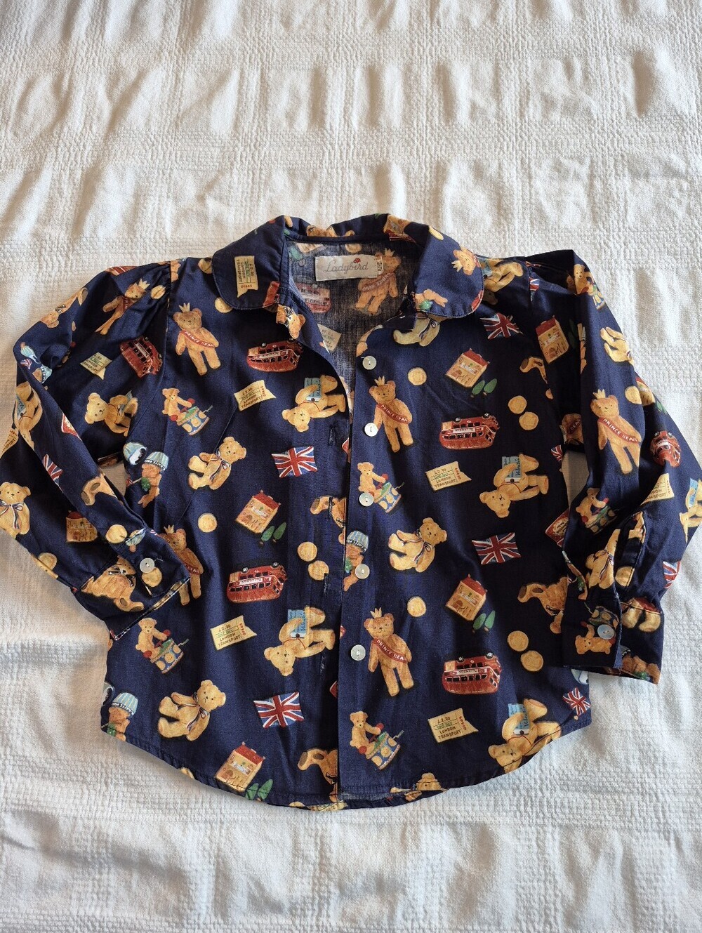 Ladybird girls 3-4 years button up blouse, London transport & Bear design VGUC